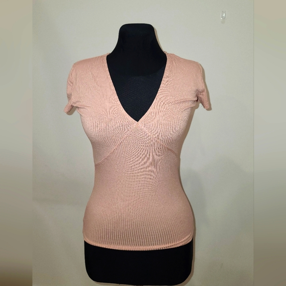 Dynamite Dusty Peach Pink ribbed t-shirt XS